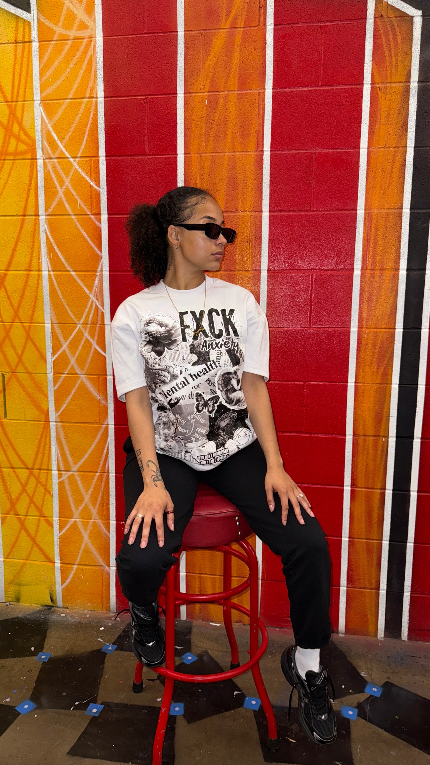 "Mental Collage Tee"- White