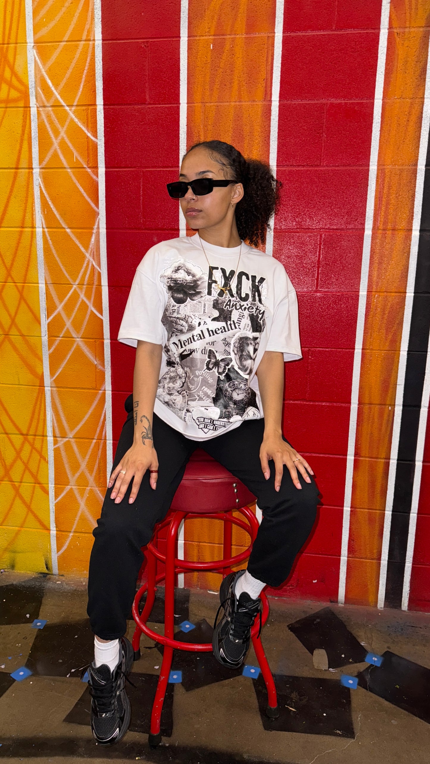 "Mental Collage Tee"- White