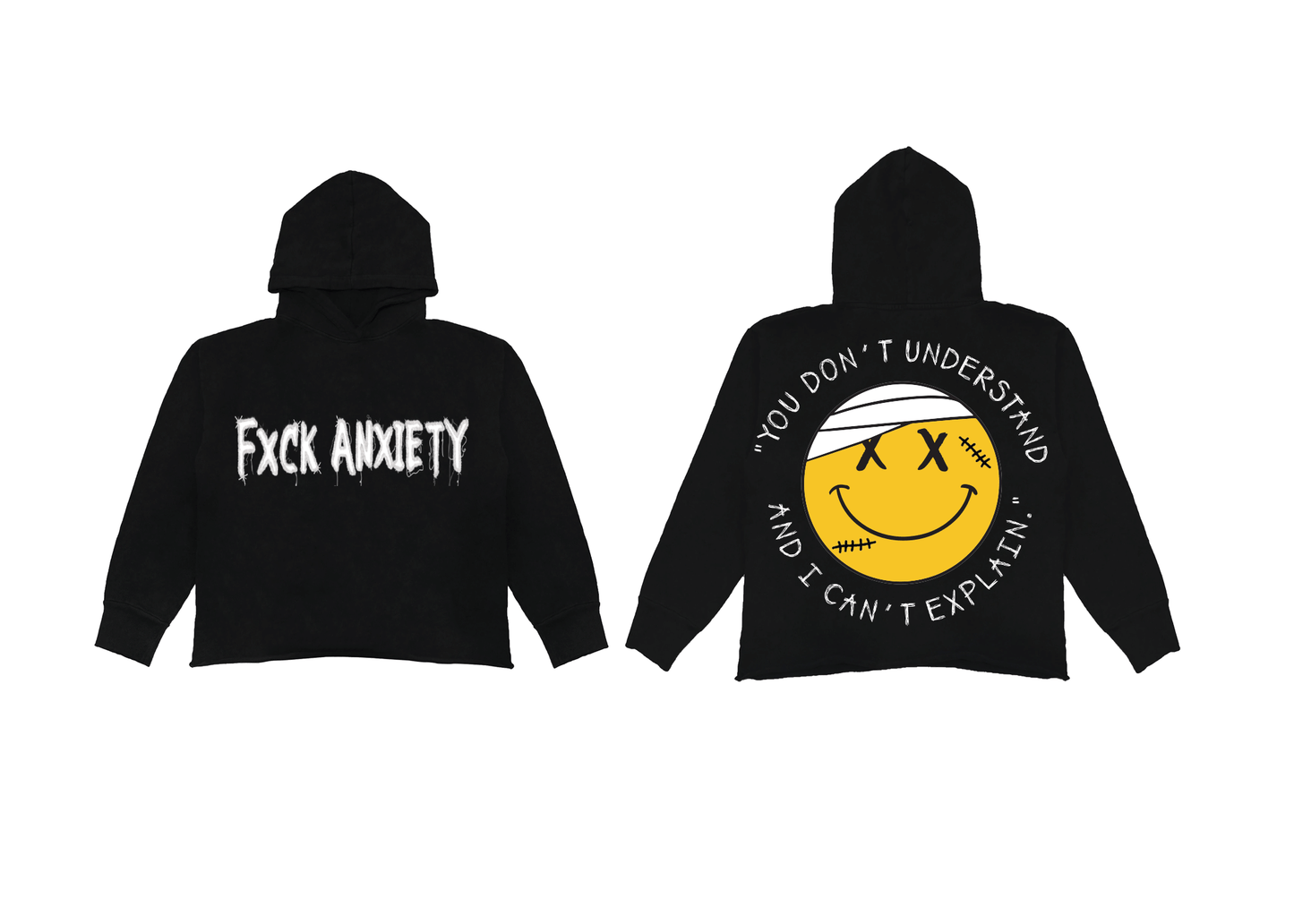 FXCK ANXIETY CROP HOODIE 4 COLORS