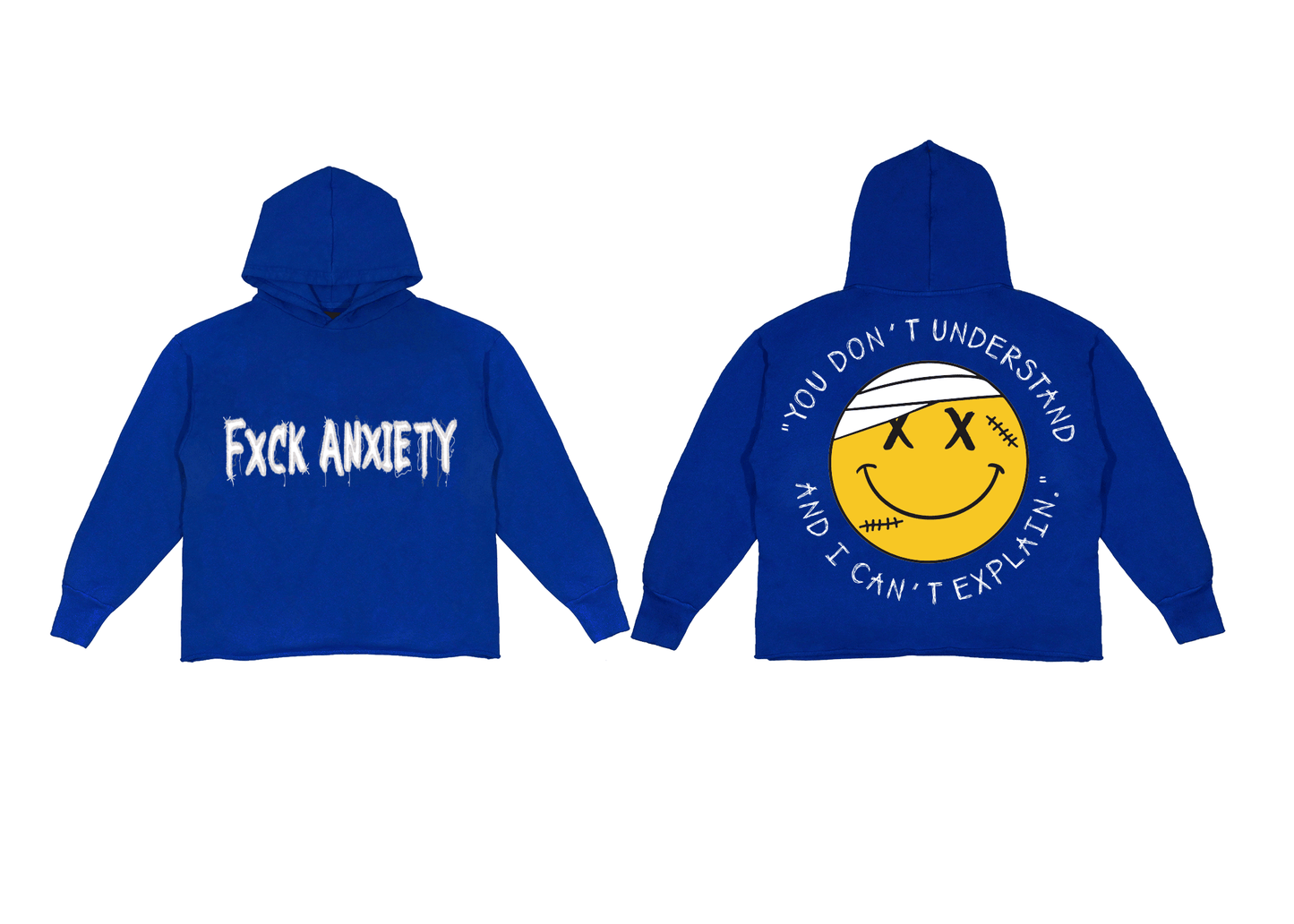 FXCK ANXIETY HOODIE BLUE