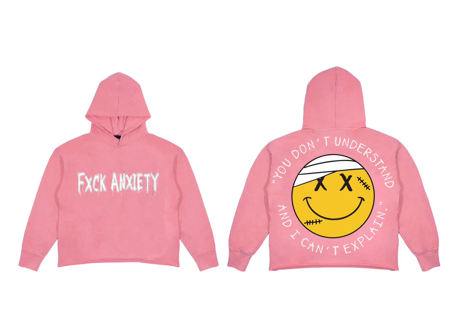 FXCK ANXIETY HOODIE PINK